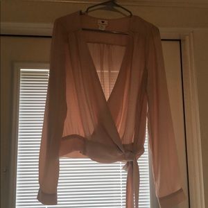Soft nude color wrap blouse Size Large